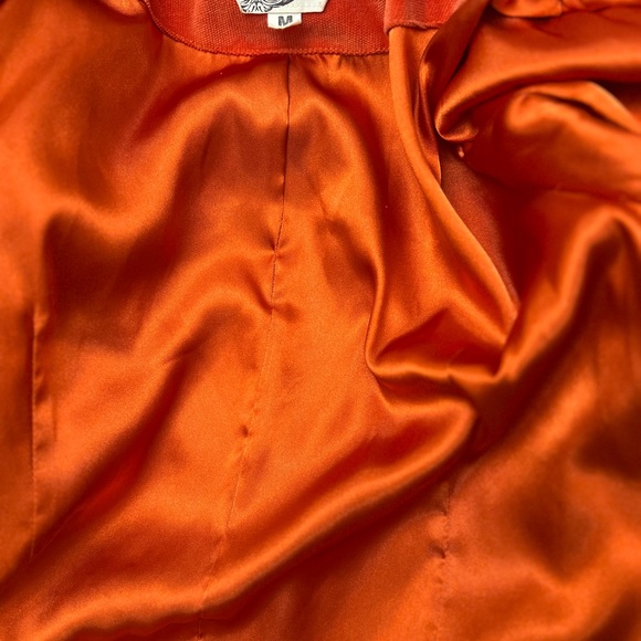 Anthropologie Tulle velour rust orange long coat button down fully lined - Picture 7 of 10